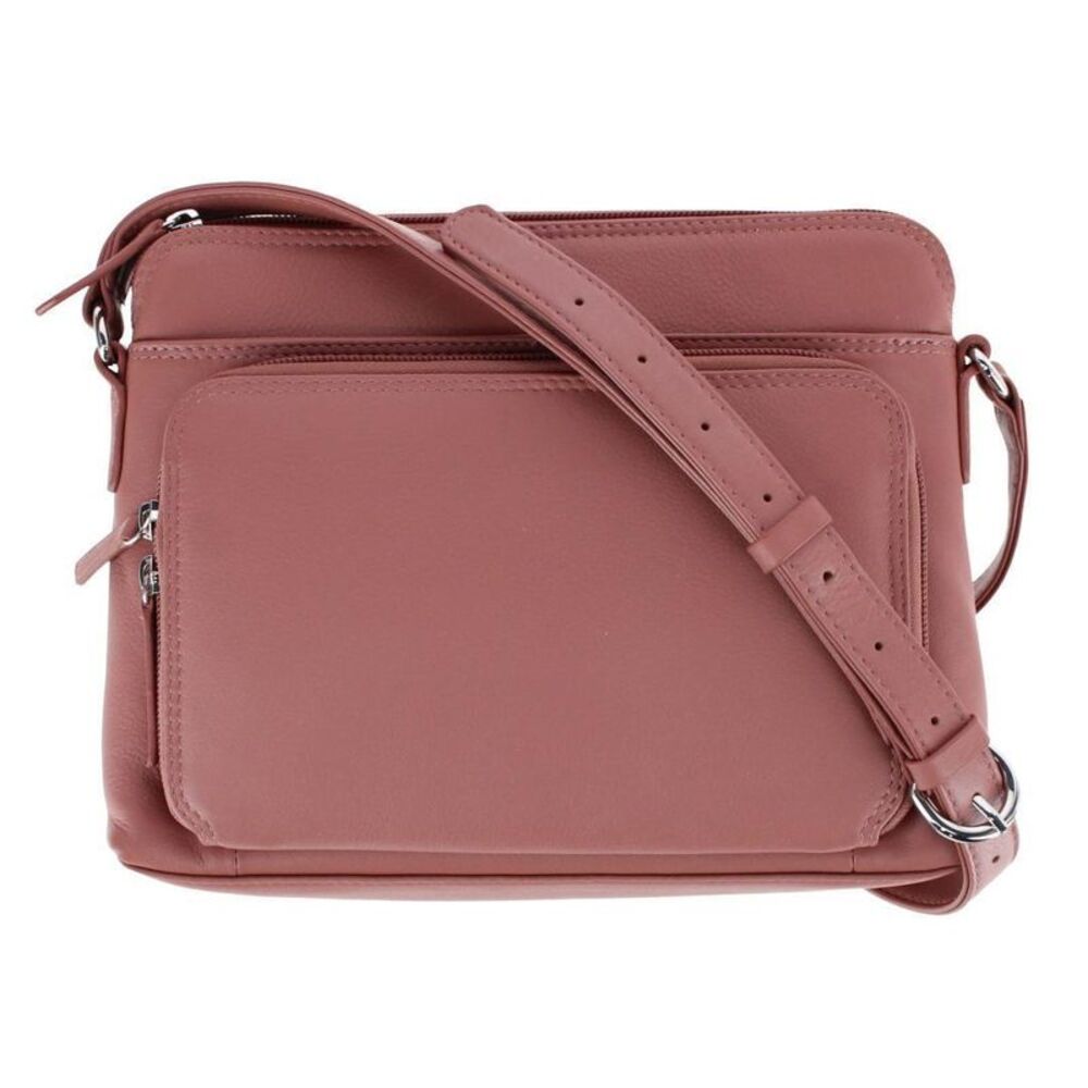 CTM Women's Leather Shoulder Bag Purse with Side Organizer